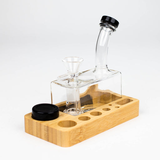 Rectangle glass water pipe with wooden tray-Assorted Glass Pipe YHS Smoke