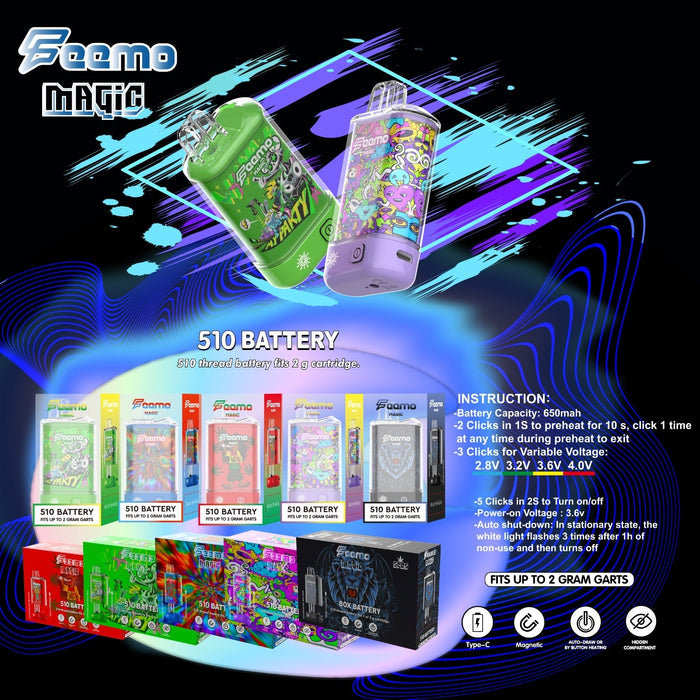 Feemo Magic | 510 Thread Battery 510 Battery Smoke & Vape Distributor