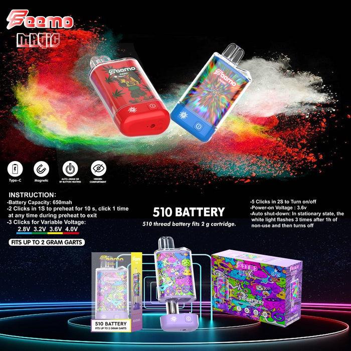 Feemo Magic | 510 Thread Battery 510 Battery Smoke & Vape Distributor