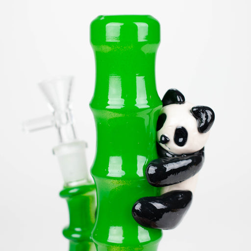 6.5" glass mini bong with a panda hanging on bamboo [XY-J17] Glass Rig JJ Distribution