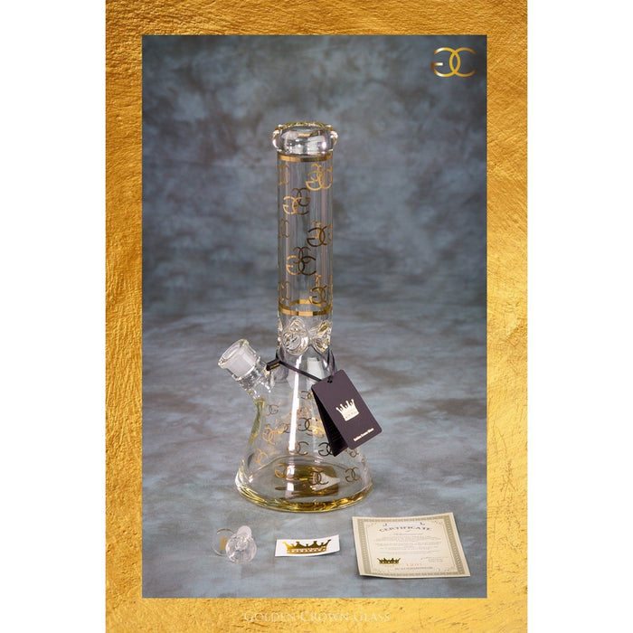Golden Crown™ | 14Inch 9mm GC bong with 24K Gold Emblem Glass Bong Smoke & Vape Distributor