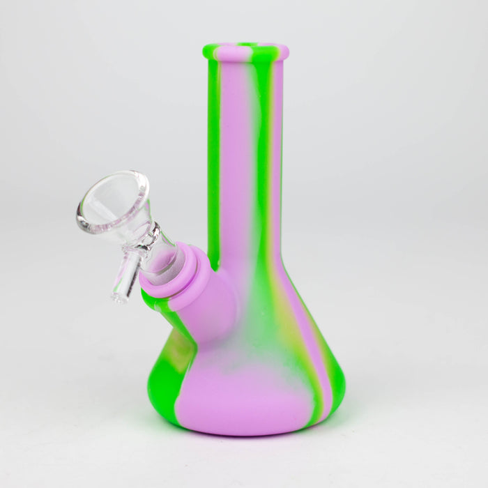 5" Tricolor silicone mini beaker water bong [71-Top09] Silicone Bong Canadian Distributor GR/PR/OR