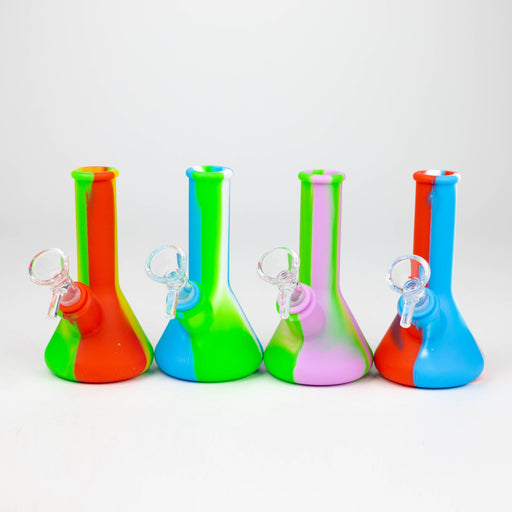5" Tricolor silicone mini beaker water bong [71-Top09] Resin · Silicone · Plastic Bong Canadian Distributor
