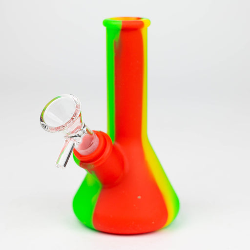 5" Tricolor silicone mini beaker water bong [71-Top09] Resin · Silicone · Plastic Bong Canadian Distributor Gr/YL/RD