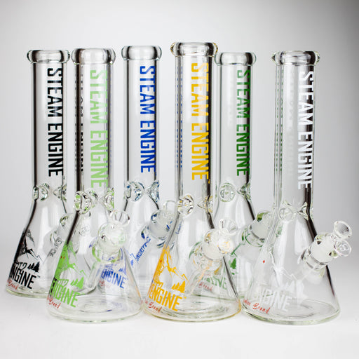 Steam Engine™ | 14 Inch 7mm glass bong with stickers by golden crown Glass Bong Smoke & Vape Distributor