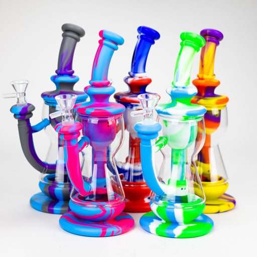 9.8" Silicone+Glass bong-Assorted [007B] Resin · Silicone · Plastic Bong Purple Haze Smoke Inc