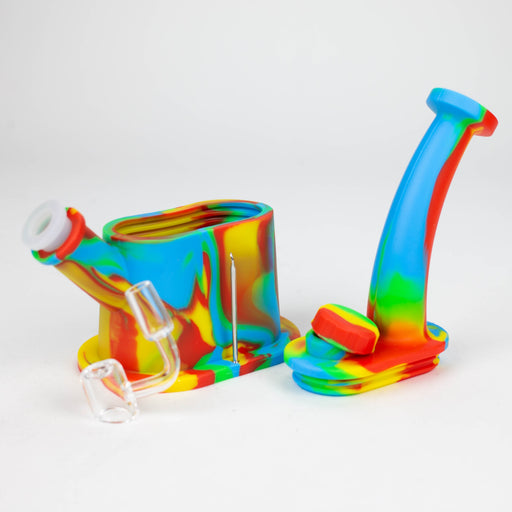 8.8" Silicone Flat bottom Rig-Assorted [018B] Resin · Silicone Rig Purple Haze Smoke Inc
