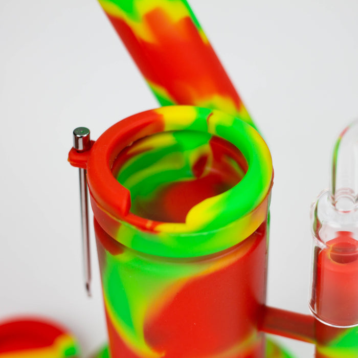 7.5" Silicone Rig with foldable mouthpiece-Assorted [127B] Resin · Silicone Rig Purple Haze Smoke Inc