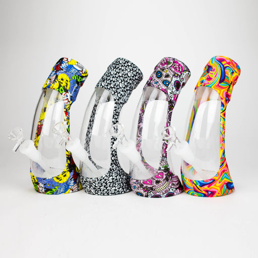 Fortune | 9" Hydrographic Silicone and Glass Bong-Assorted [SP1024P] Resin · Silicone · Plastic Bong Super Supplys Inc