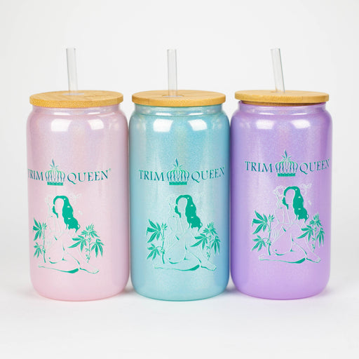 TRIM QUEEN | LADY 420 GLASS TUMBLER Balloon · Party · Game Trim Queen