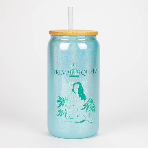 TRIM QUEEN | LADY 420 GLASS TUMBLER Balloon · Party · Game Trim Queen GREEN