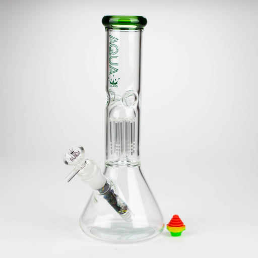 AQUA | 10.5" Single tree arm glass water bong with silicone cap [AQUA202] Glass Bong Canadian Distributor Green