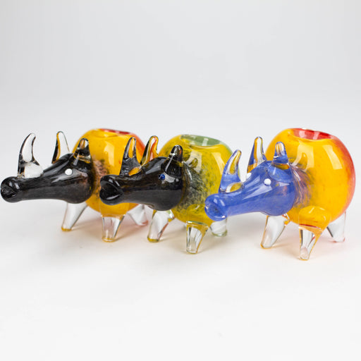 4" Rhino shape Rasta insideout pipe [PIP974] Glass Pipe NIBO Distribution