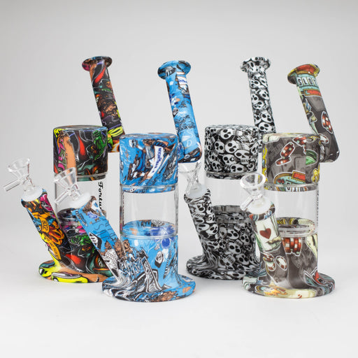 Fortune | 7-½" Hydrographic Silicone Detachable Bong-Assorted Resin · Silicone · Plastic Bong Super Supplys Inc