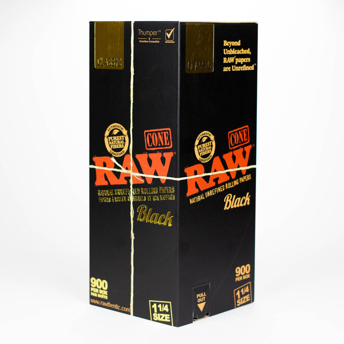 RAW | Classic Black 1 1/4 Prerolled Cones Bulk - 900 Pre-rolled Cone (Bulk / Tower) ONE