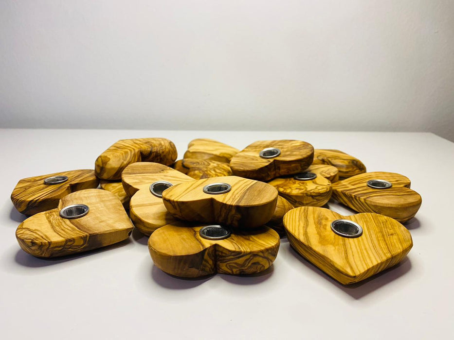 VOW | Olive Wood Heart Pipe Wooden Pipe Variety Olive Wood