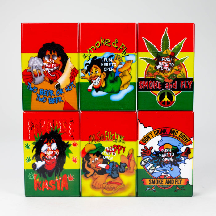 Cigarette Case King size pop up plastic Box of 12 Case NIBO Distribution Rasta Man
