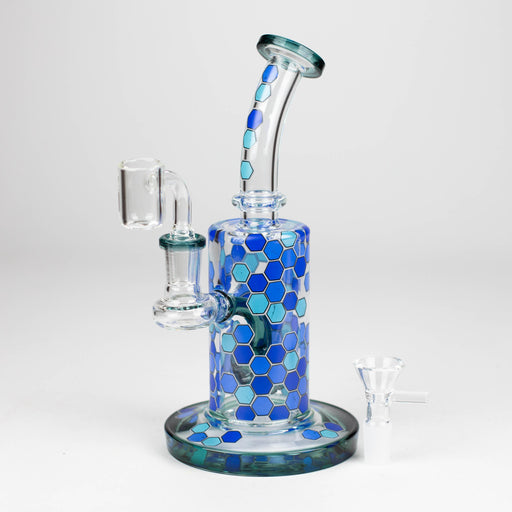 Z8" Color accented Rig With Banger and Bowl Glass Rig 777 Smoke Blue