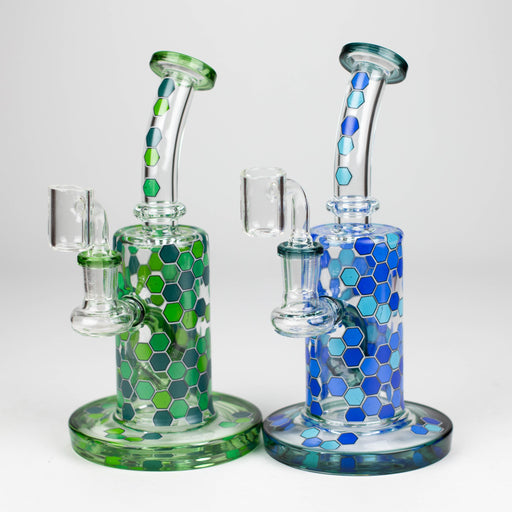 Z8" Color accented Rig With Banger and Bowl Glass Rig 777 Smoke