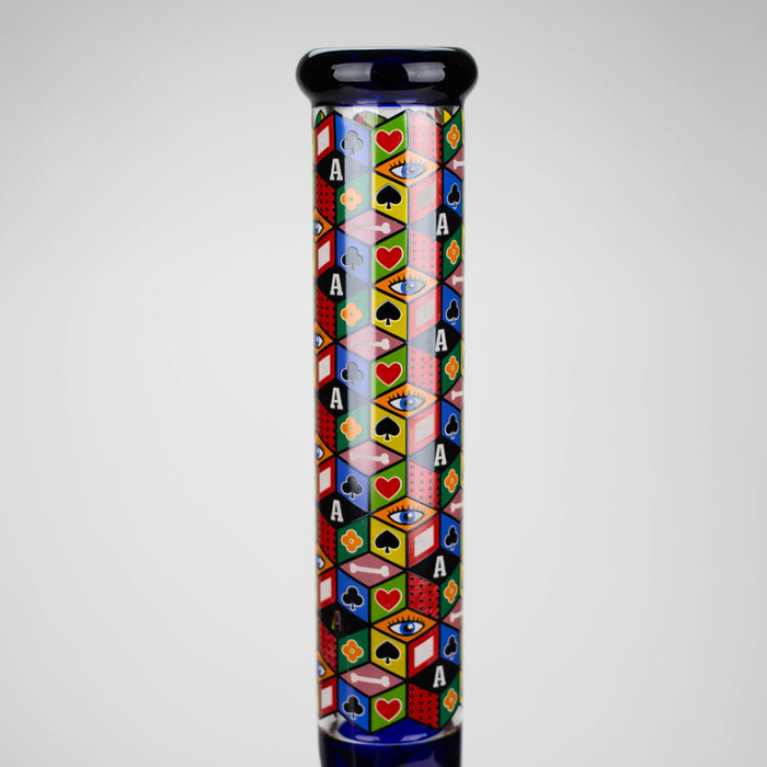 Z17" Color accented 7 mm glass water bong With Poker Design Glass Bong 777 Smoke