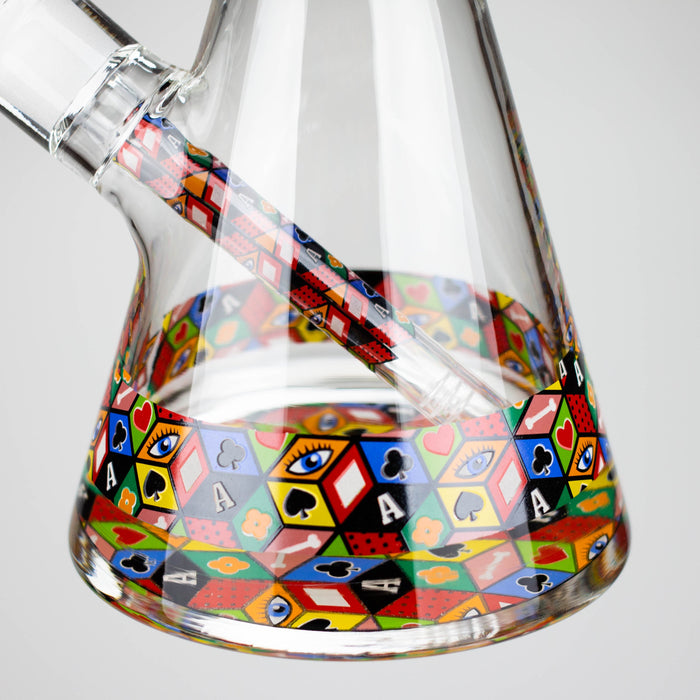 Z17" Color accented 7 mm glass water bong With Poker Design Glass Bong 777 Smoke