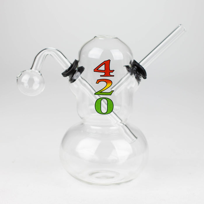 6" OIL RIG ROUND WITH STICKER Glass Rig Bongzie Smokes