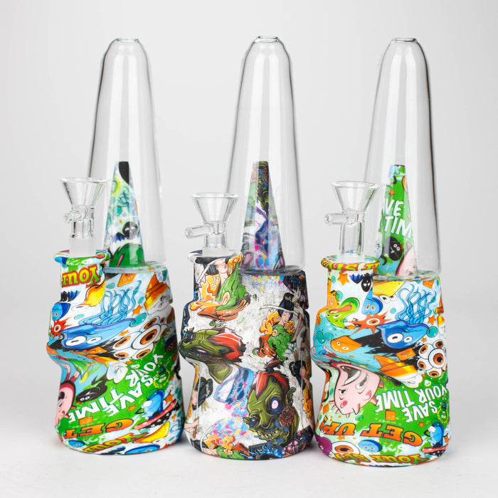 8.5" Silicone cone shape water bong-Assorted [H151P] Resin · Silicone · Plastic Bong YHS Smoke