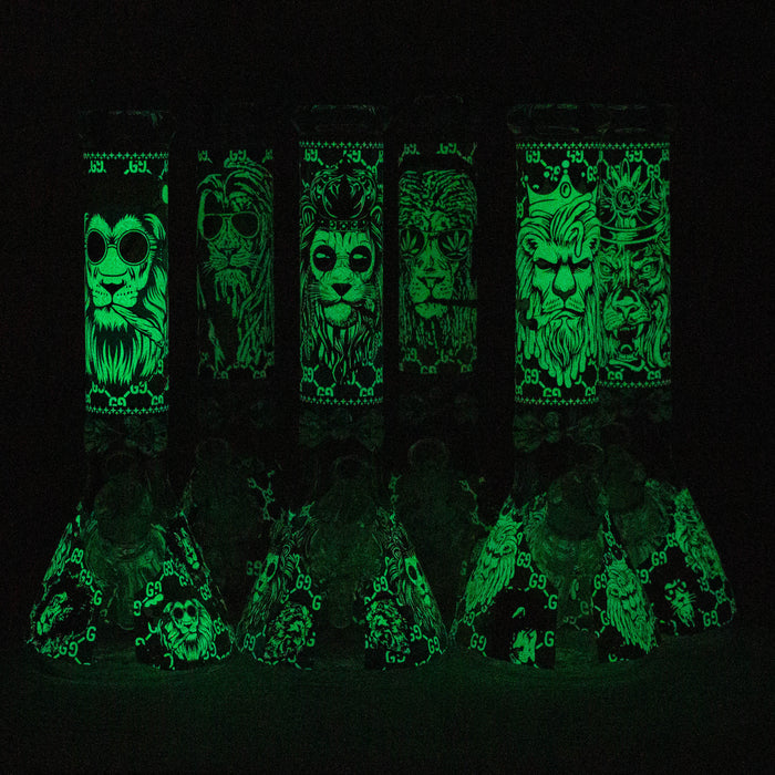 14" Hash King Lion Glow 9mm glass bong [PIP867] Glass Bong NIBO Distribution