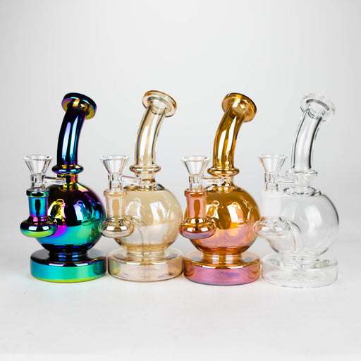Z7" Solid Color Electroplate Rig with Banger and Bowl Glass Rig 777 Smoke