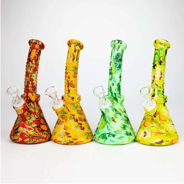 Fortune | 8.5" Angled Hydrographic Silicone Waterpipe-Assorted [SP1019P] Resin · Silicone · Plastic Bong Fortune