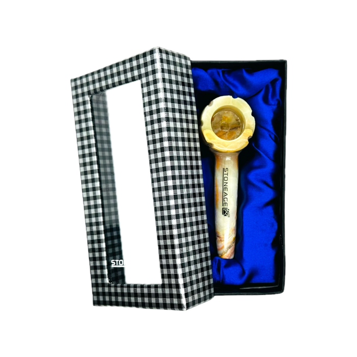 StoneAge | 4" Handmade Tobacco Smoking Pipe – Model: Bowl Design, Includes Gift Box Quartz · Stone Pipe NicePrice