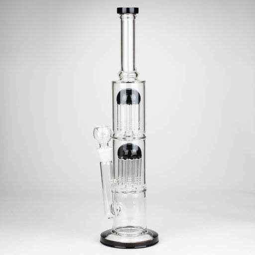 16" Color accented double percolator glass bong Glass Bong Bongzie Smokes BLACK