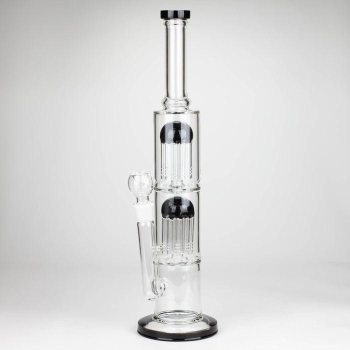 16" Color accented double percolator glass bong Glass Bong Bongzie Smokes BLACK