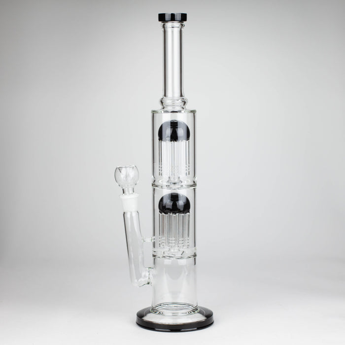 16" Color accented double percolator glass bong Glass Bong Bongzie Smokes
