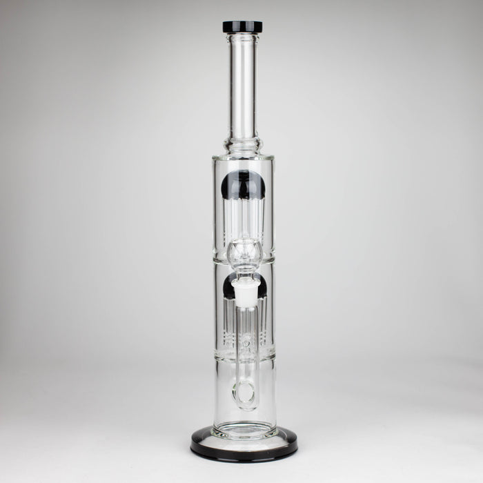 16" Color accented double percolator glass bong Glass Bong Bongzie Smokes