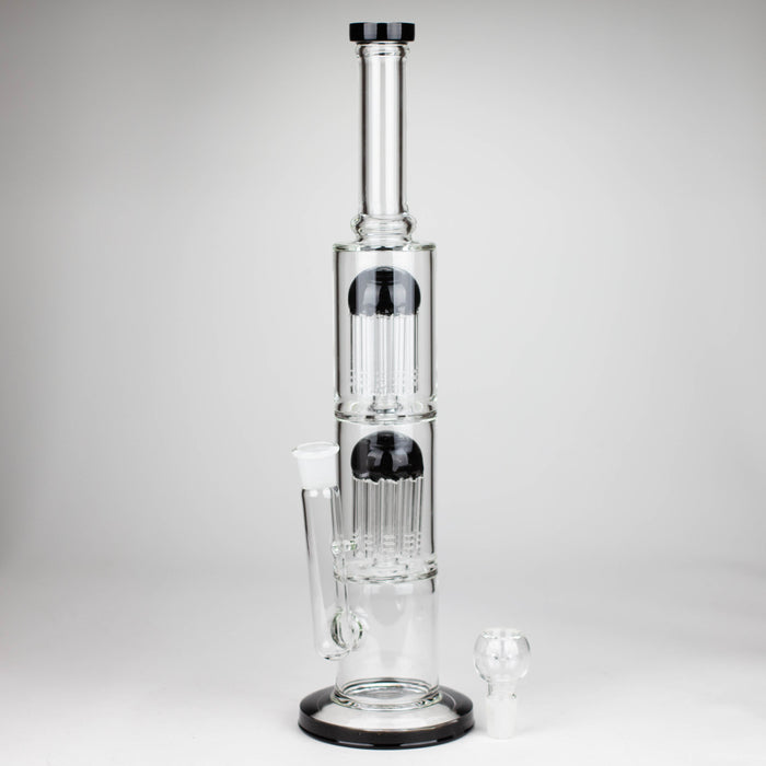 16" Color accented double percolator glass bong Glass Bong Bongzie Smokes