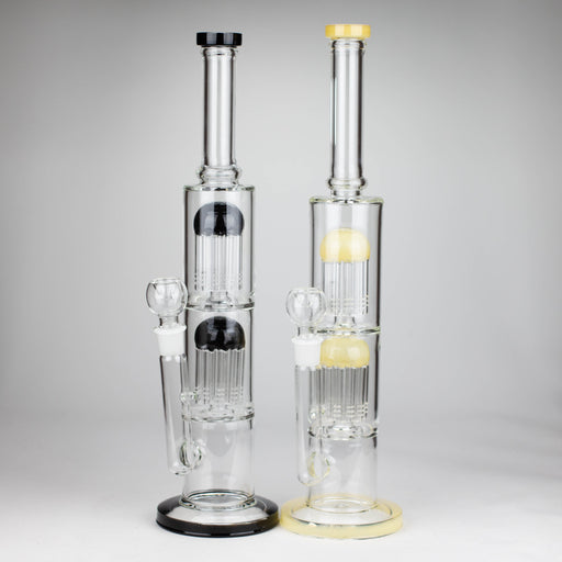 16" Color accented double percolator glass bong Glass Bong Bongzie Smokes