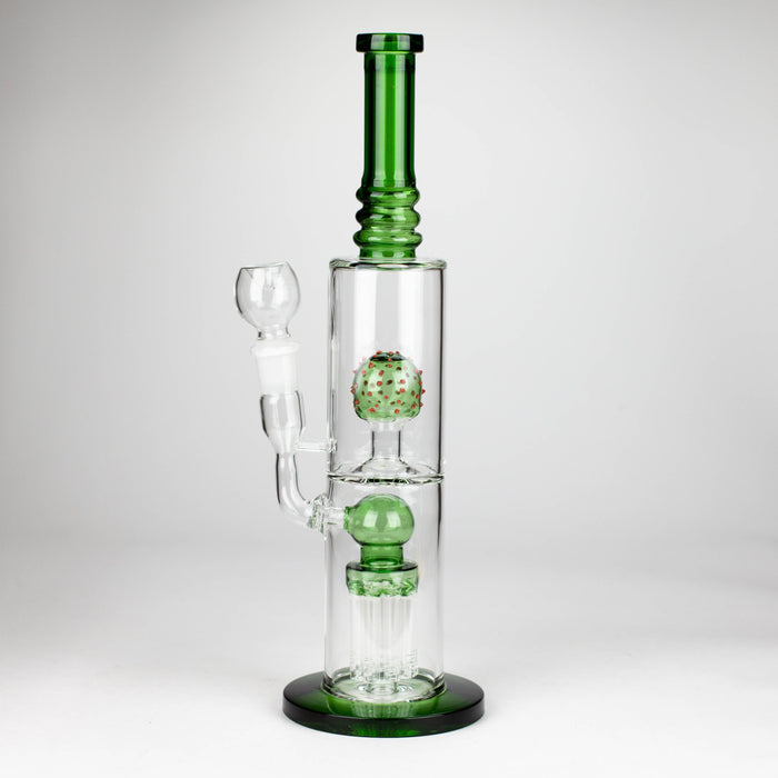 14" Color accented percolator glass bong with ball & Arm diffuser Glass Bong Bongzie Smokes