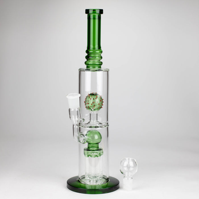 14" Color accented percolator glass bong with ball & Arm diffuser Glass Bong Bongzie Smokes