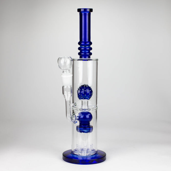 14" Color accented percolator glass bong with ball & Arm diffuser Glass Bong Bongzie Smokes BLUE
