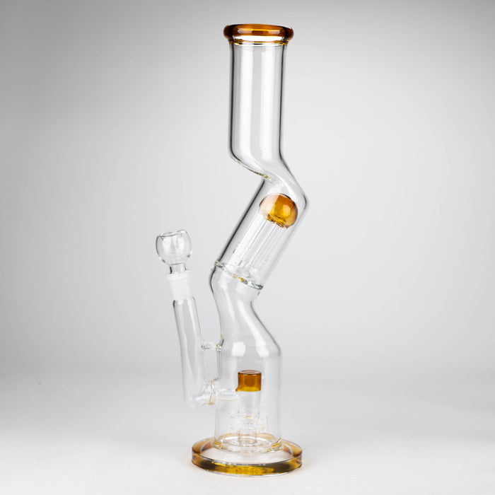 16" Zig-zag glass bong with percolator Glass Bong Bongzie Smokes