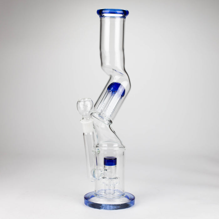 16" Zig-zag glass bong with percolator Glass Bong Bongzie Smokes Blue