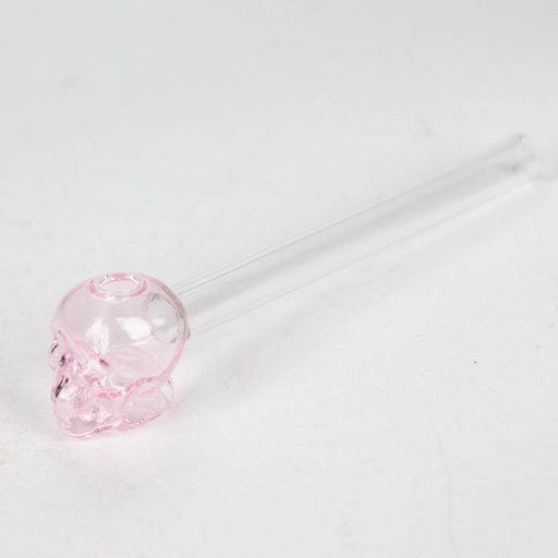 5.5" GLASS Skull oil burnerpipe [AC238-S] Oil Burner Canadian Distributor Pink