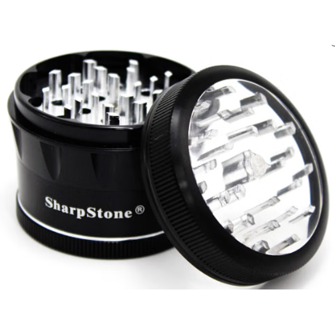 SharpStone® | V2 CLEAR TOP 4 PIECE GRINDER 2.5 [ GRI905 ] Regular Grinder NIBO Distribution BLACK