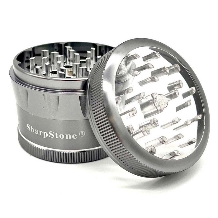 SharpStone® | V2 CLEAR TOP 4 PIECE GRINDER 2.5 [ GRI905 ] Regular Grinder NIBO Distribution GREY