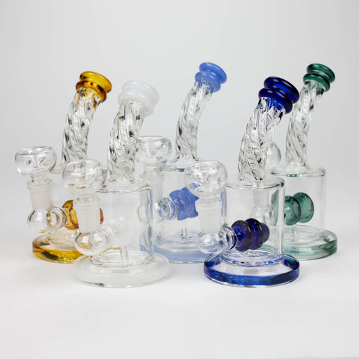 6" Twist glass bent neck glass bong with diffuser Glass Bong Bongzie Smokes