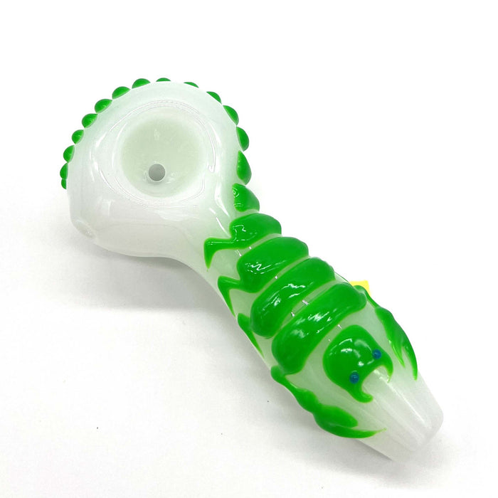 Scorpion Glow In The Dark Glass Smoking Spoon Hand Pipe Glass Pipe NIBO Distribution WHITE