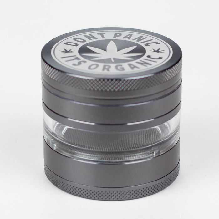 Heavy Duty Large "Don't Panic It's Organic" 4 Parts Weed Grinder Engraved in Canada Design #2 Regular Grinder Laser Ninja Gray
