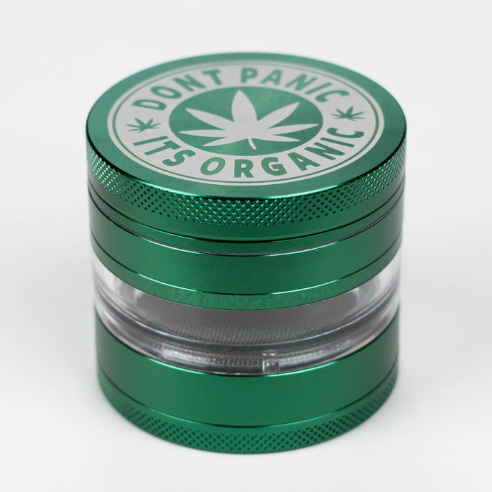 Heavy Duty Large "Don't Panic It's Organic" 4 Parts Weed Grinder Engraved in Canada Design #2 Regular Grinder Laser Ninja Green