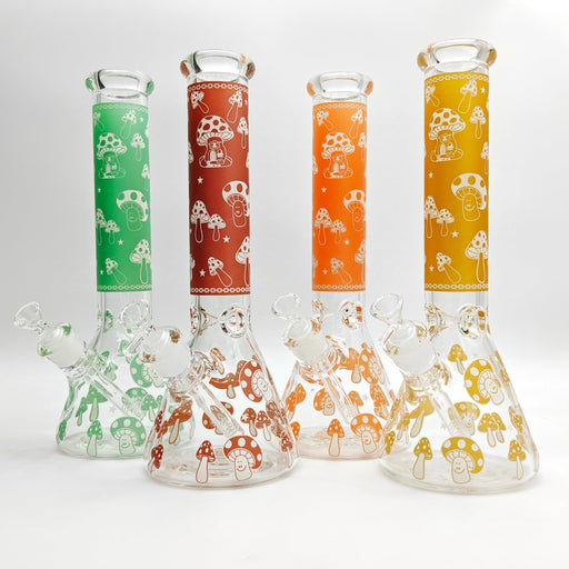 14" 7mm Mushroom Glow in the dark Bong Glass Bong Super Supplys Inc